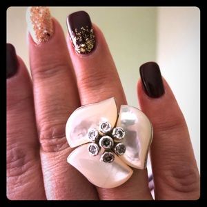 Mother of pearl handmade silver ring